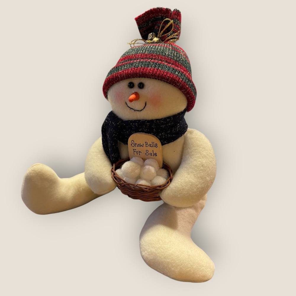 Crazy Mountain Plush Snowman Shelf Sitter Holiday Decor Snow Balls For Sale